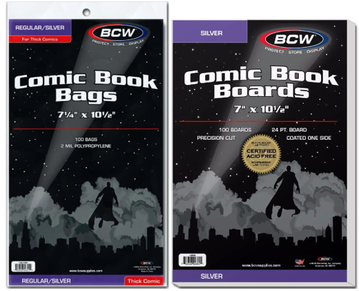 (25 pack) BCW Silver Comic Book Bags and Boards Acid Free – For Thick Comics