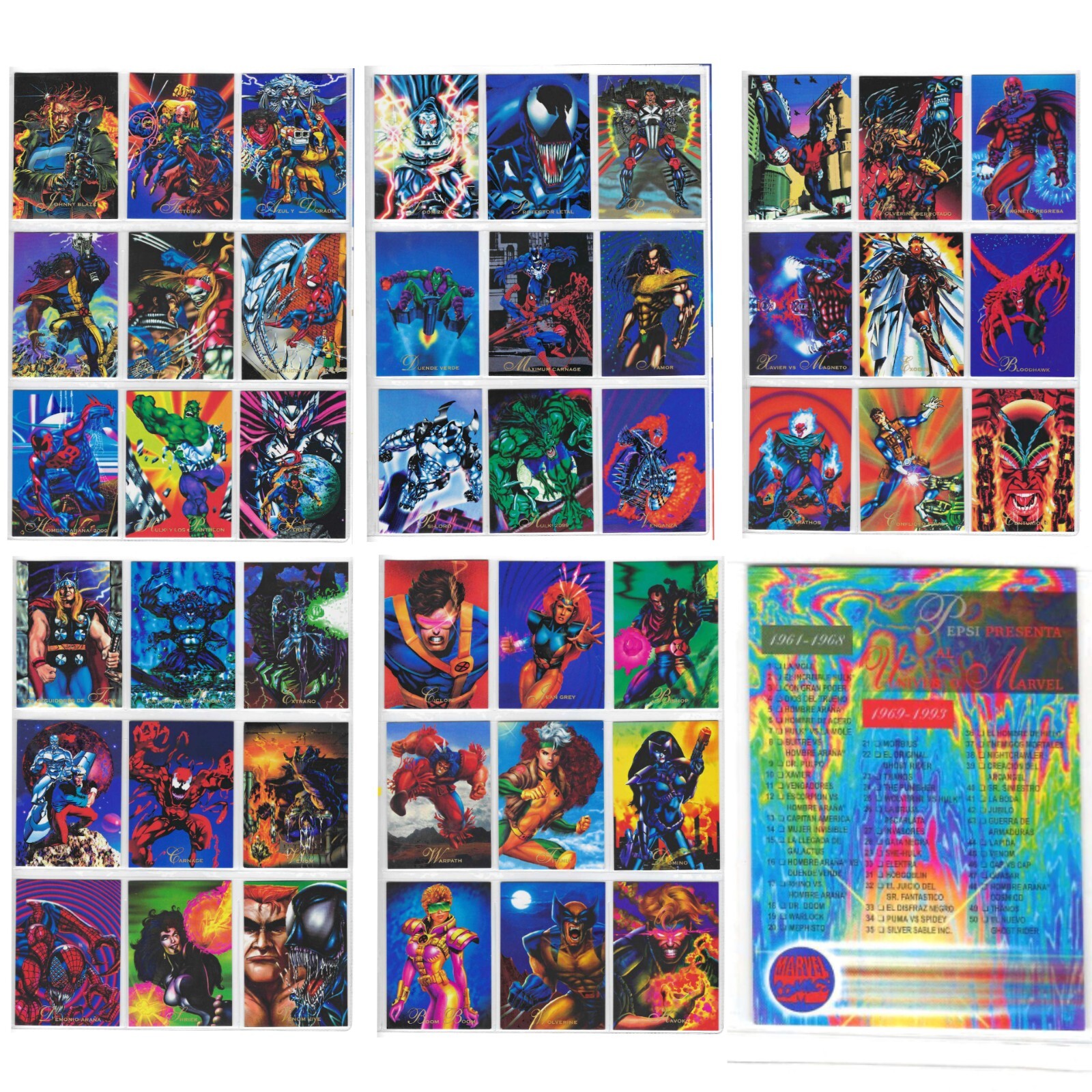 Marvel Pepsicards Binder + Full Set 113/113 Spiderman Hulk Venom Reprint 1995