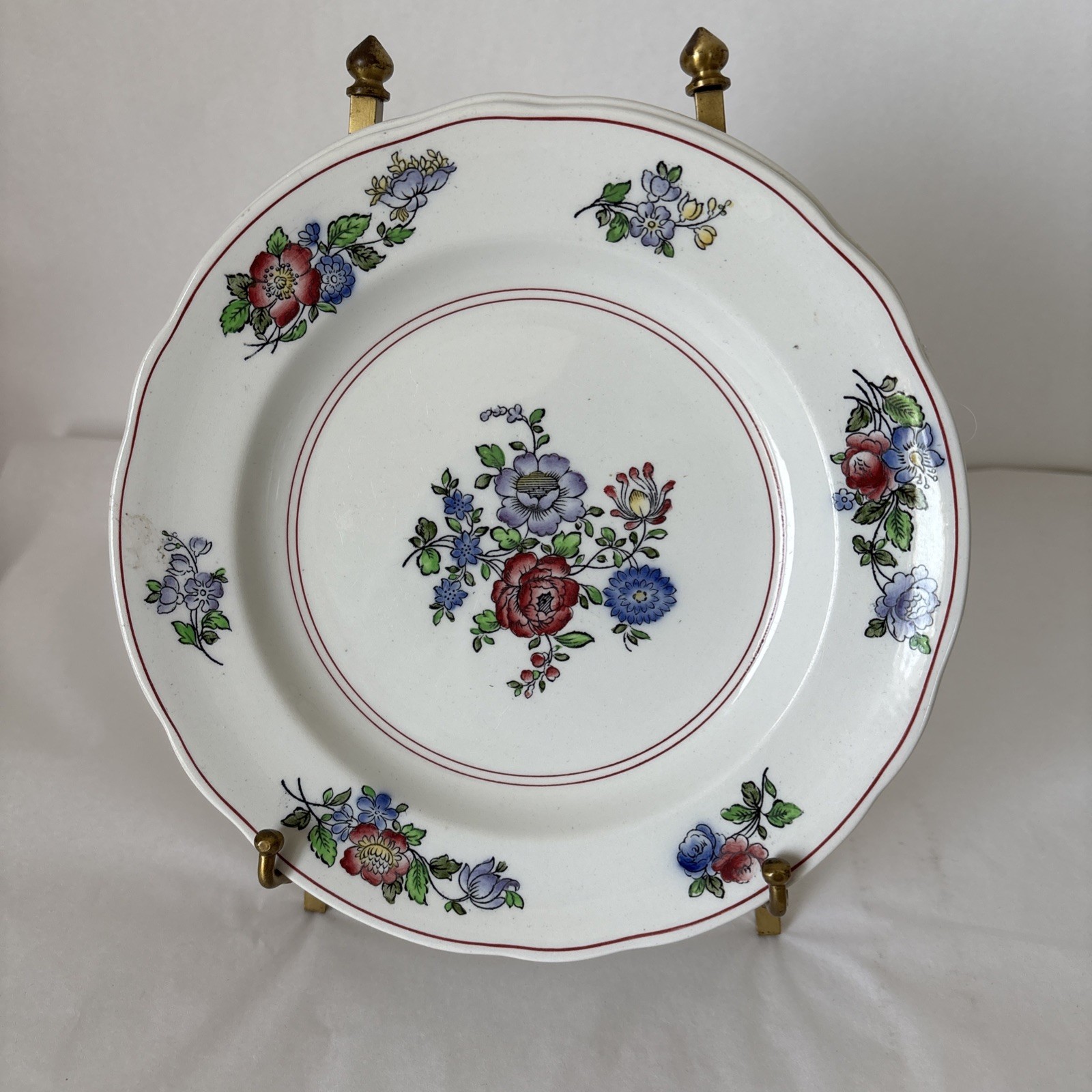 2 Vintage Copeland Spode 7.5” Bread Salad Plates Dishes OLD MARK #6504 Botanical