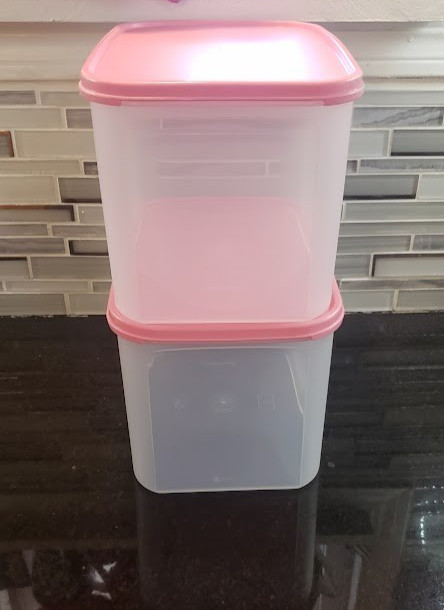 Tupperware Modular Mates GET 2 PINK Rectangular 4 CONTANERS HOLD 37 CUPS NEW