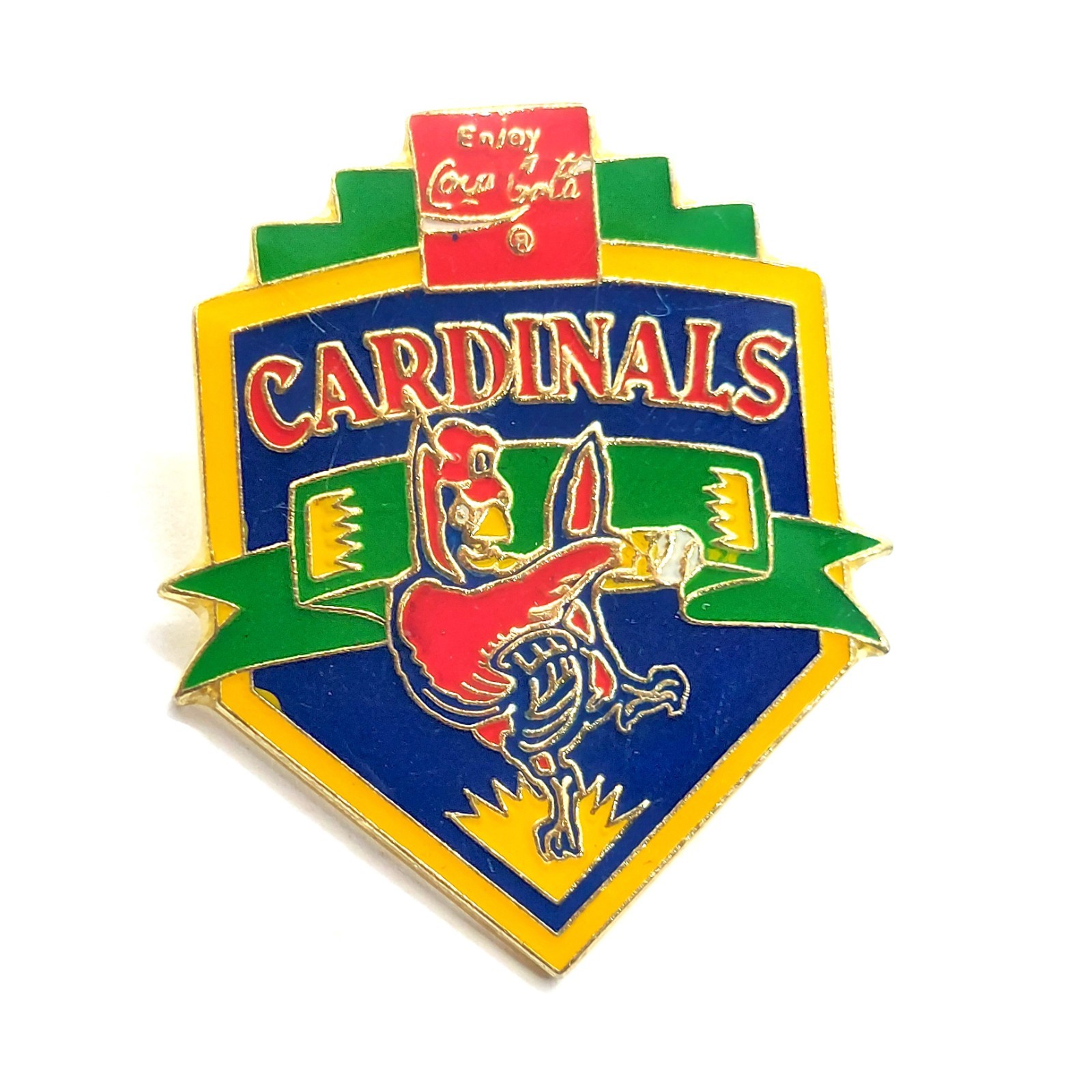 St Louis Cardinals Football Coca Cola Logo Lapel Pin Red Bird Sports Theme VTG