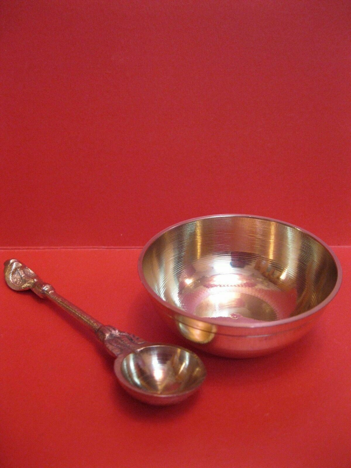Brass Bowls Spoon for Hindu Puja item navratri diwali puja Spoon Havan Meditatio