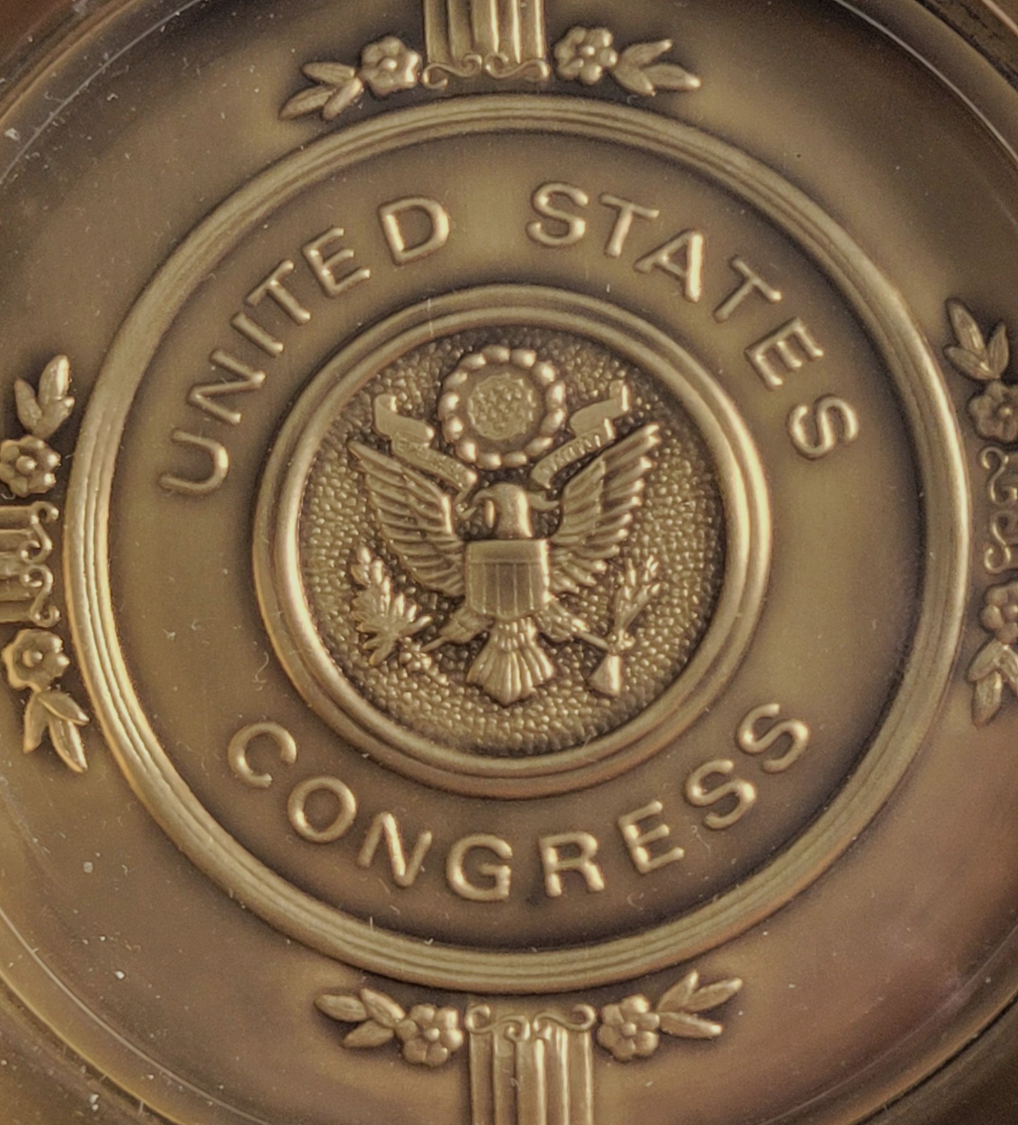 AUTHENTIC U.S. CONGRESS POLITICAL COIN GLASS LINED BRASS TRINKET DISH ASHTRAY