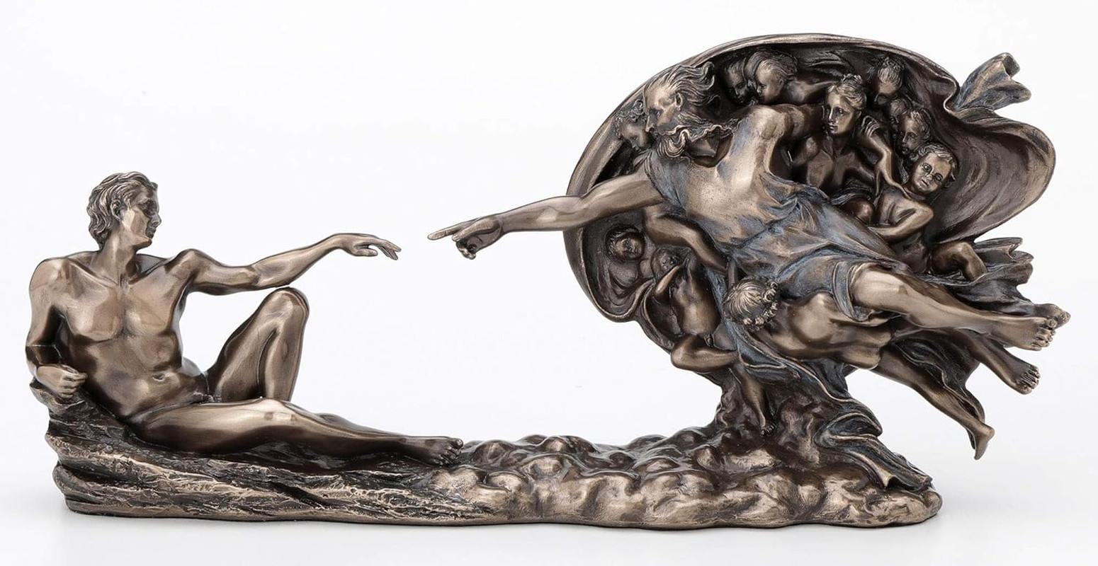 4.5″ Antique Bronze Statue of Michelangelo’s Creation of Adam – Great Art Piece