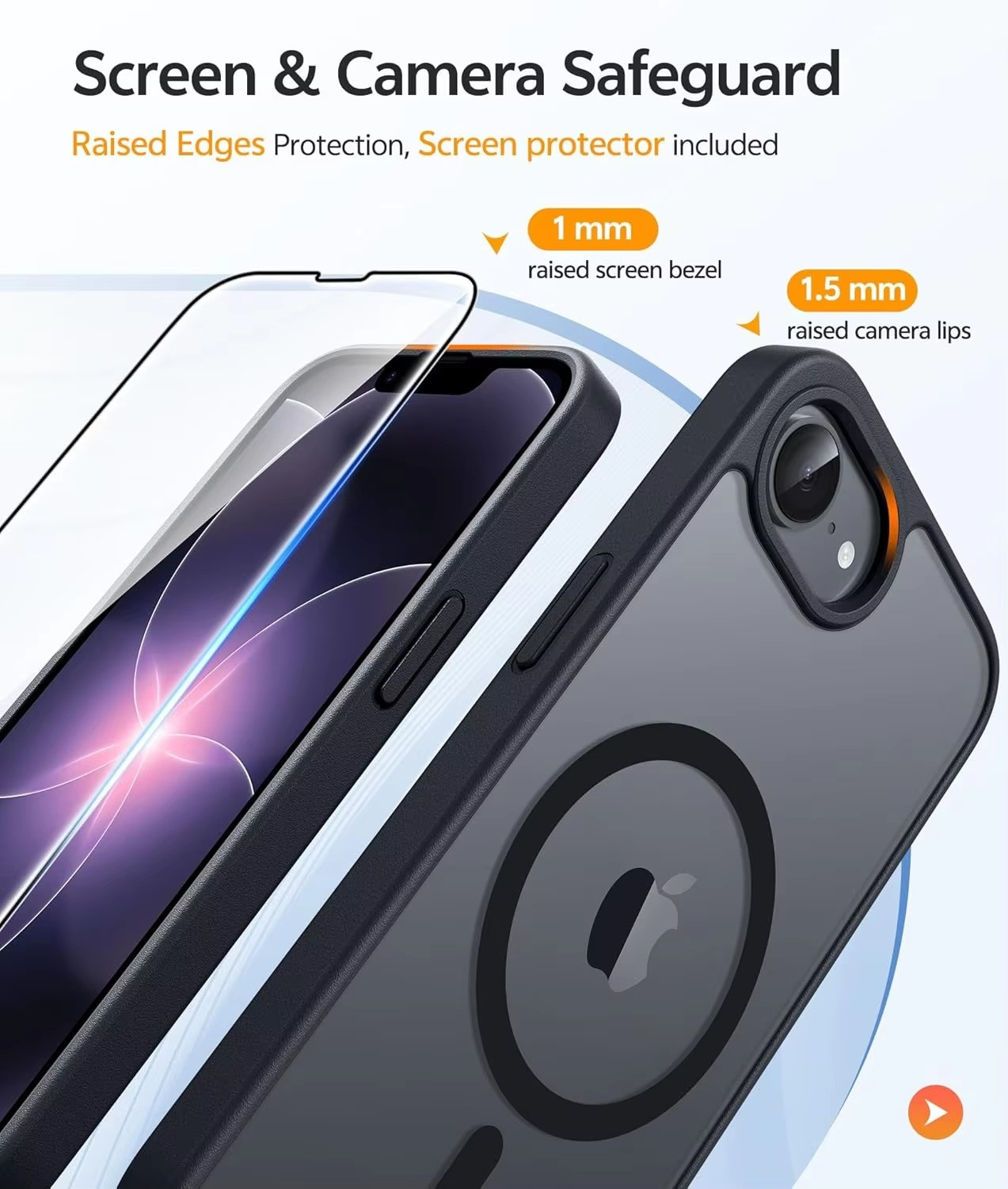 iPhone 16e Magnetic Matte Shockproof Case with Screen Protector Black