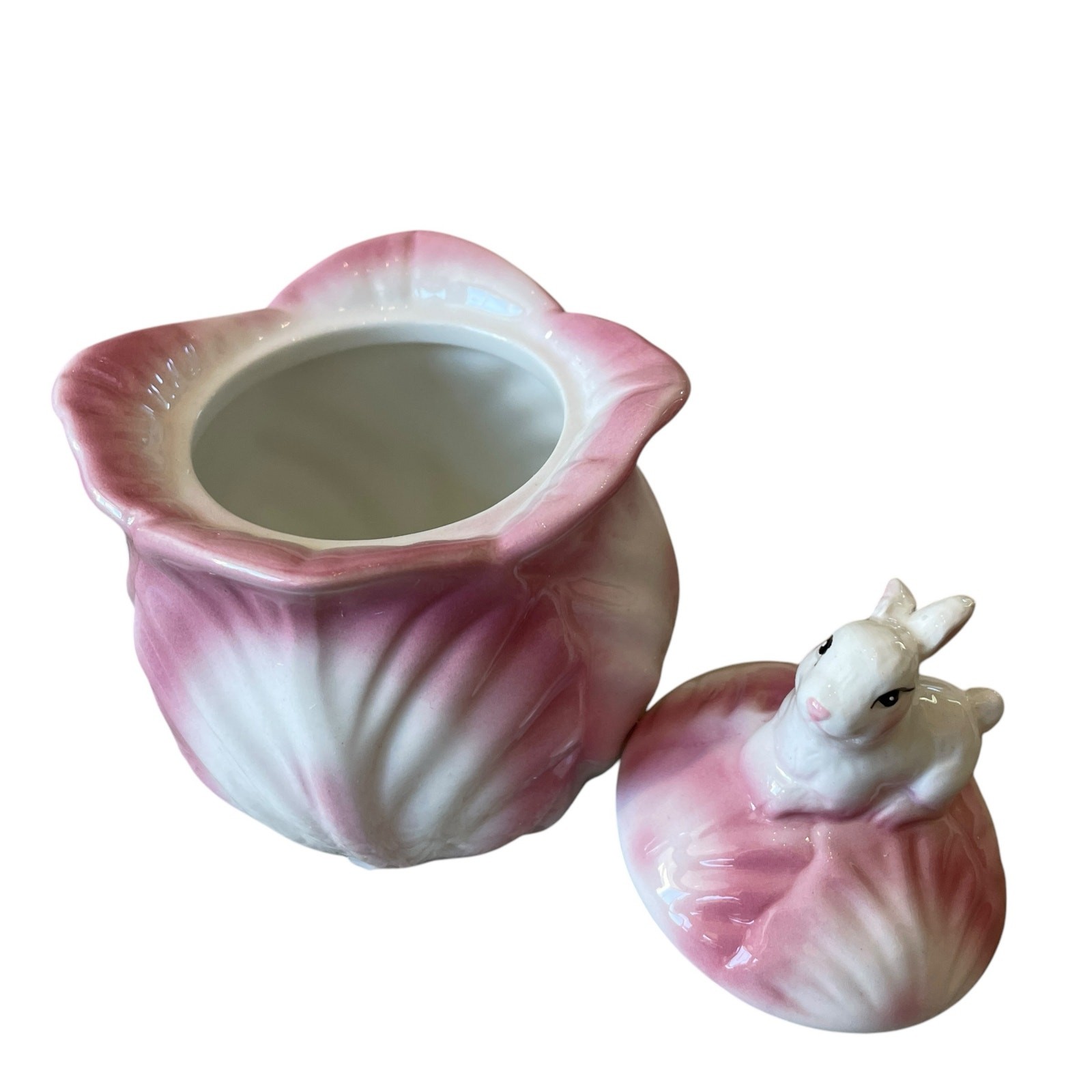 Corner Ruby Spring Collection Cabbage & Bunny Sugar Bowl Pink & White New