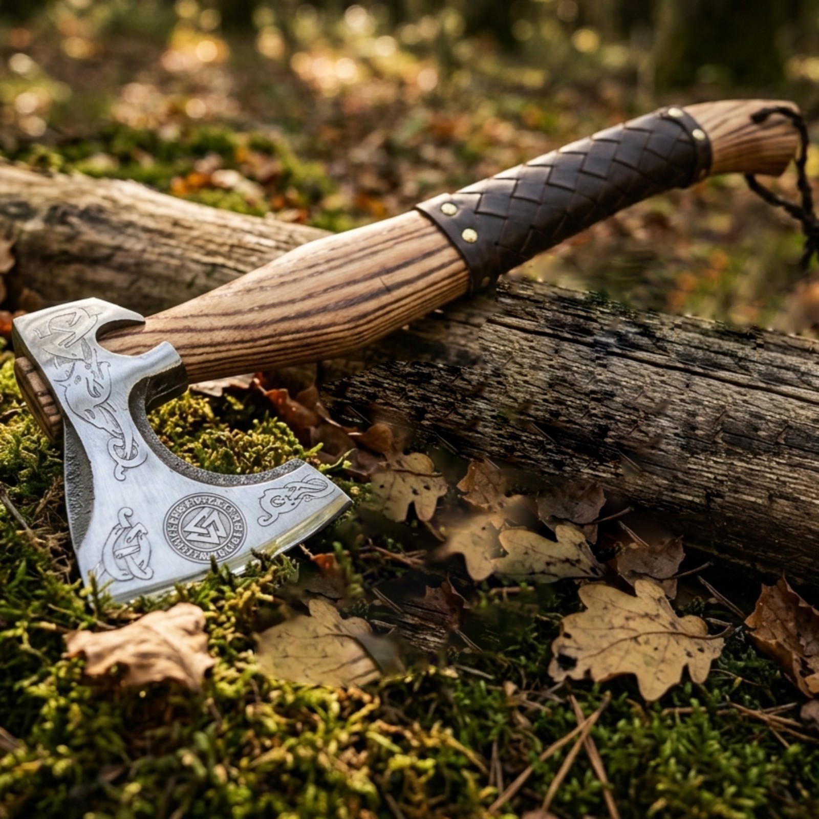 Custom Forged Handmade Viking Hatchet Knife 13” – Carbon Steel Camping Axe