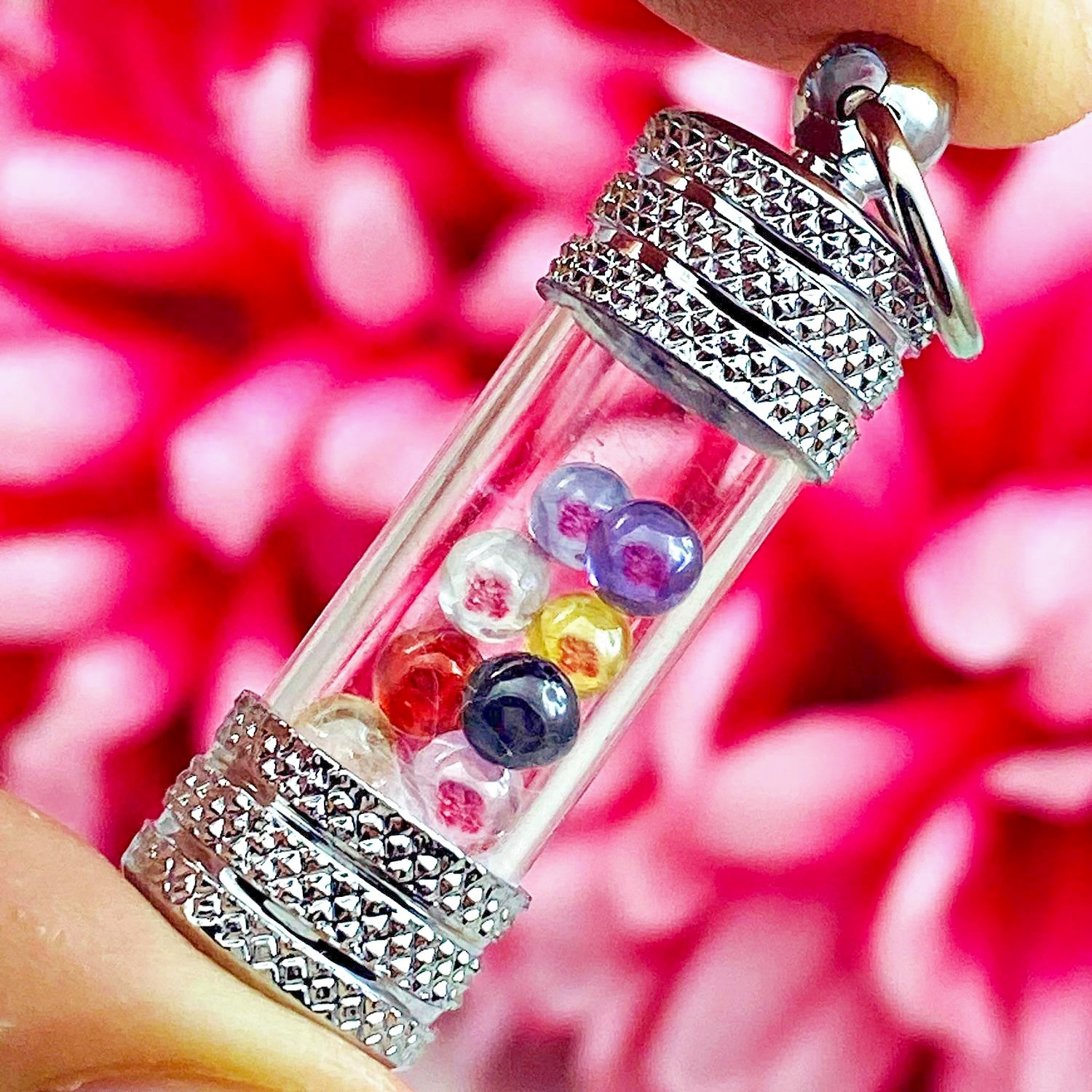 Leklai Naga Eye Takrut Crystal 9pcs Tube Magic Lucky Immortal Thai Amulet #18577