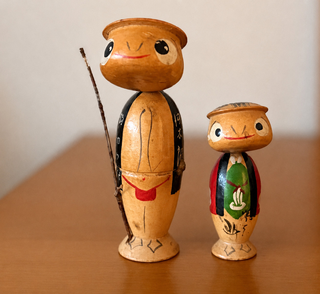 Vintage Kappa(Fable Animal) Kokeshi Dolls 9.5cm & 6.5cm showa retro