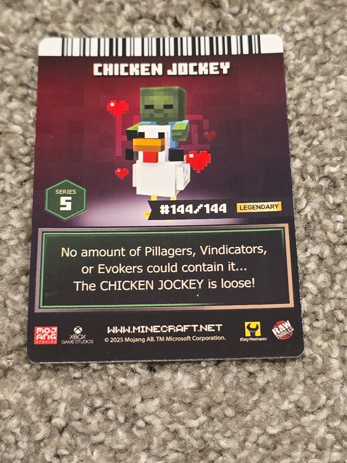 Minecraft Dungeons Arcade Legendary Chicken Jockey Card Series 5 #144/144
