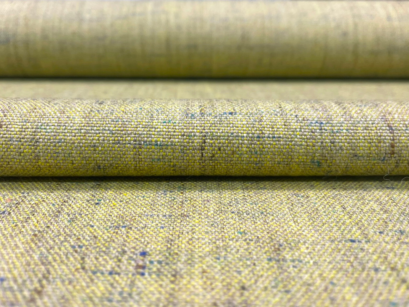 1.875 yds Maharam Rowan Pixie Yellow, Gray, & Blue Woven Wool Upholstery Fabric
