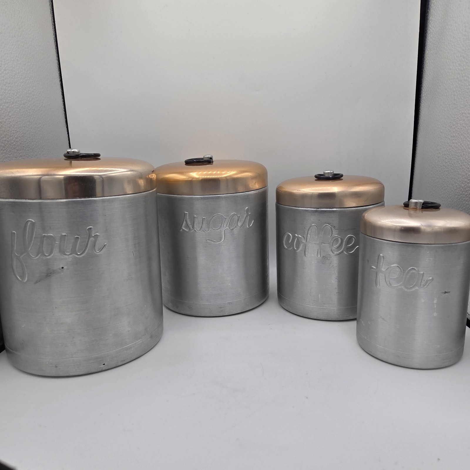 Heller Hostess Ware Stainless Steel/Copper Canister Set Kitchen Pantry