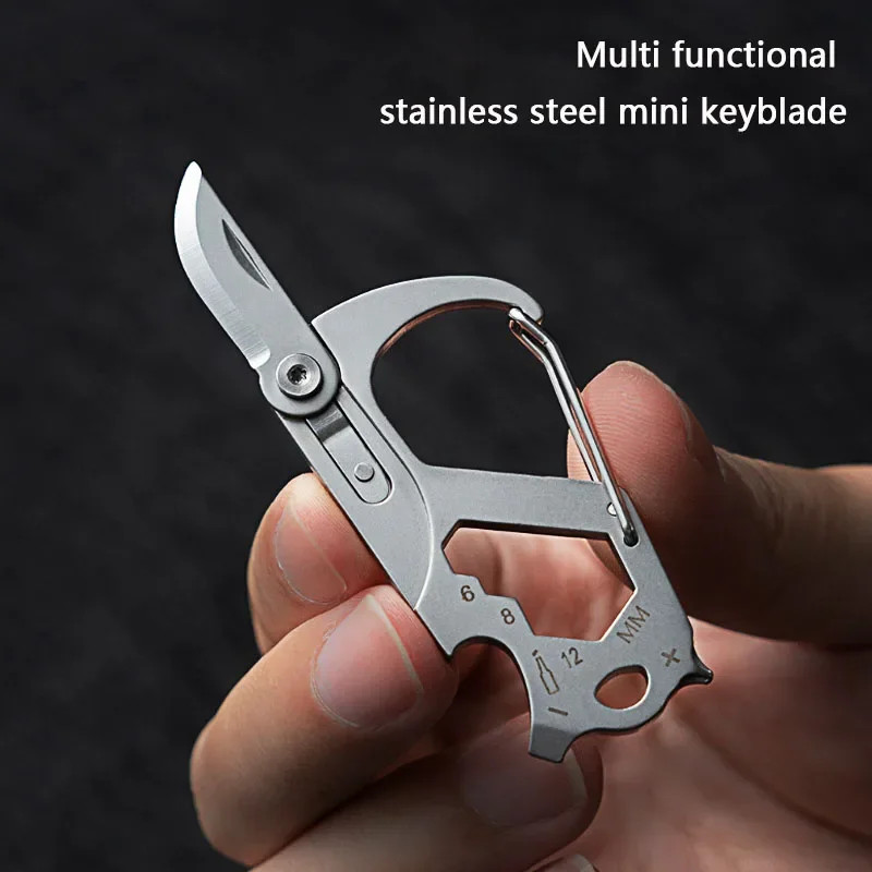 Mini EDC Folding Knife Screwdriver Cutter Stainless Steel Pocket Knife Key Chain