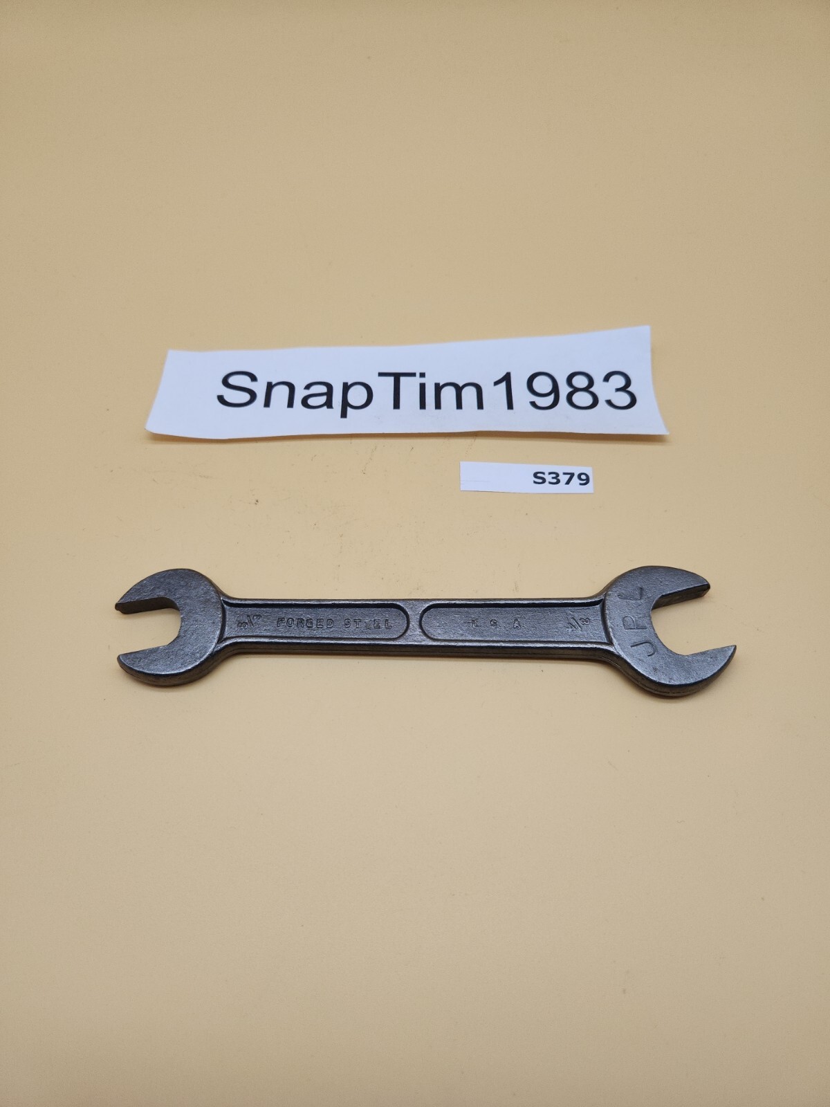 Vintage Open-End Forged Steel Wrench, 16mm (5/8″) x 19mm(3/4″) USA