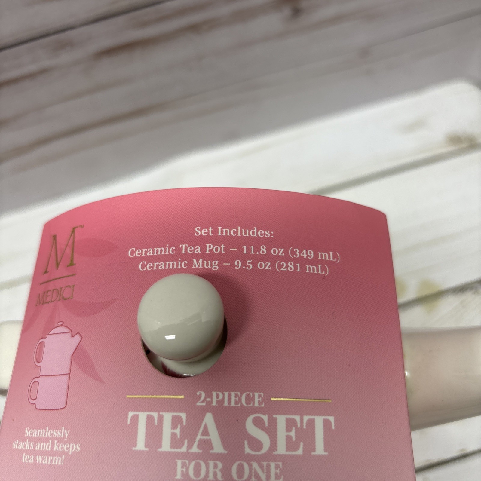 New Medici 2 Piece Stackable Tea Set For One Floral Pot 11.8oz Mug 9.5oz