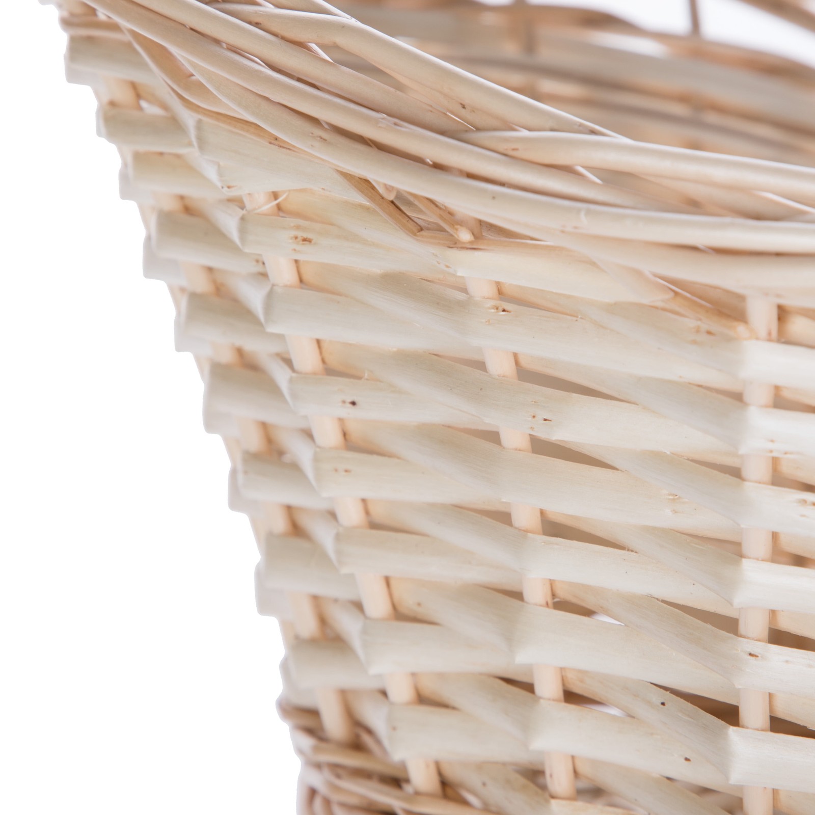 Oval Split Willow Basket with Cutout Handles, 16.14” L x 11.42” W x 7.08” H