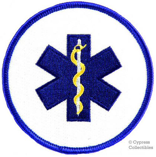 PARAMEDIC UNIFORM PATCH Star of Life Ambulance EMT/EMS embroidered iron-on BLUE