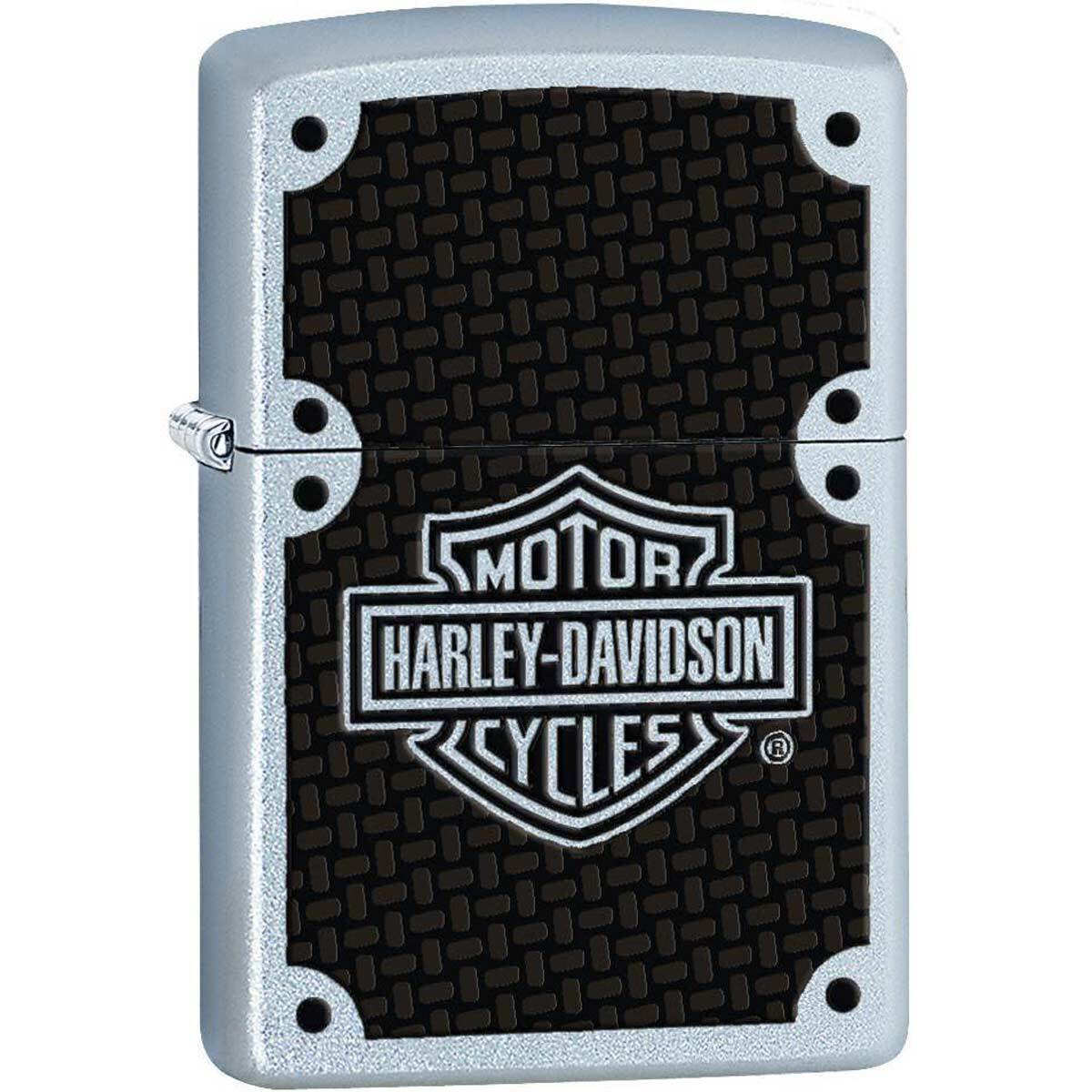 Zippo Windproof Lighter Harley Davidson Bar and Shield Woven Carbon Fiber 24025