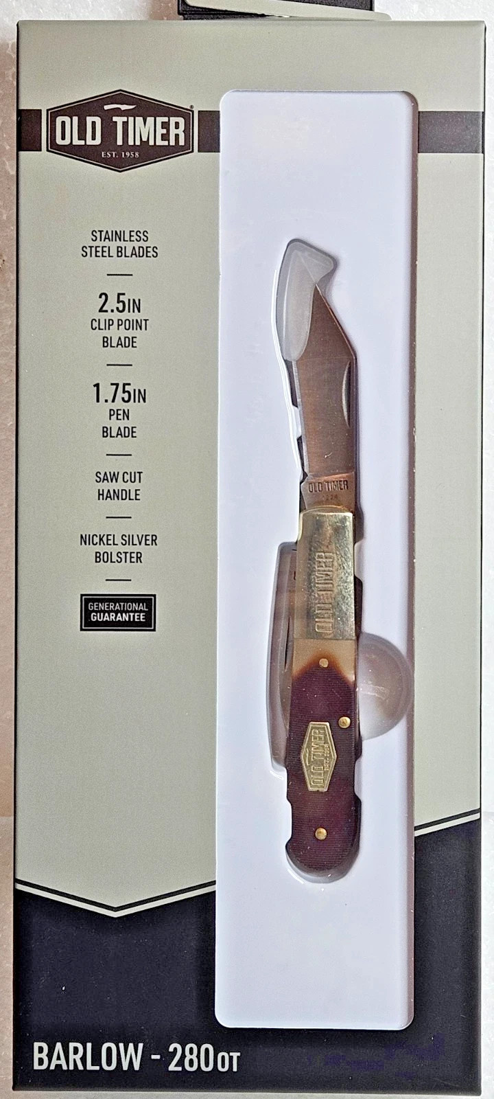 Schrade Old Timer 280OT Barlow Folding Pocket Knife 2.3 inch Clip Point and Pen