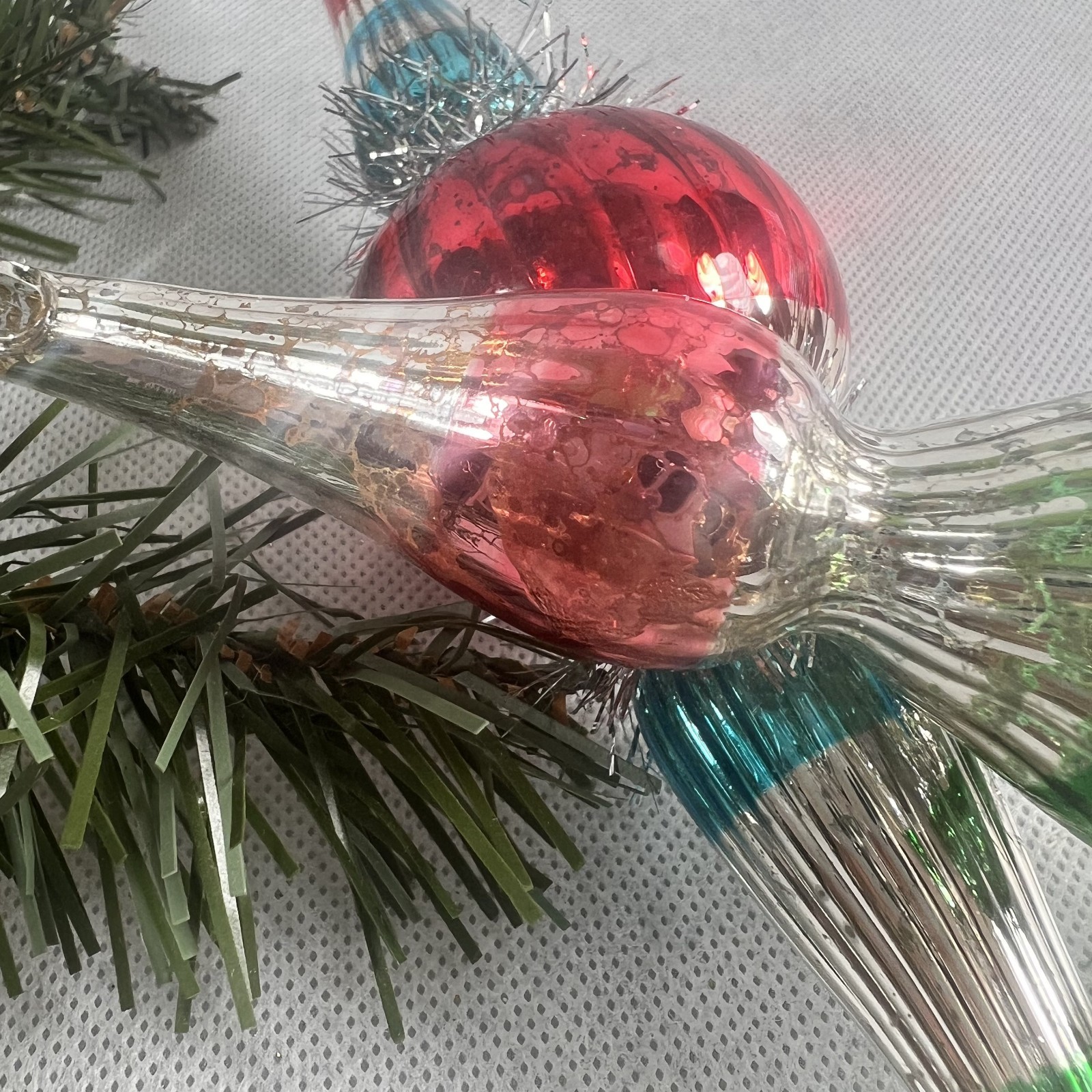 GANZ Set 2 Finial Glass Ornament Mercury Tensile Vintage Retro Style 10″ Pastel