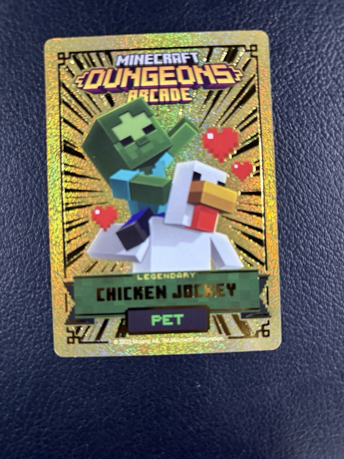 Minecraft Dungeons Arcade Series 5 #144 CHICKEN JOCKEY Legendary Gold FOIL Card