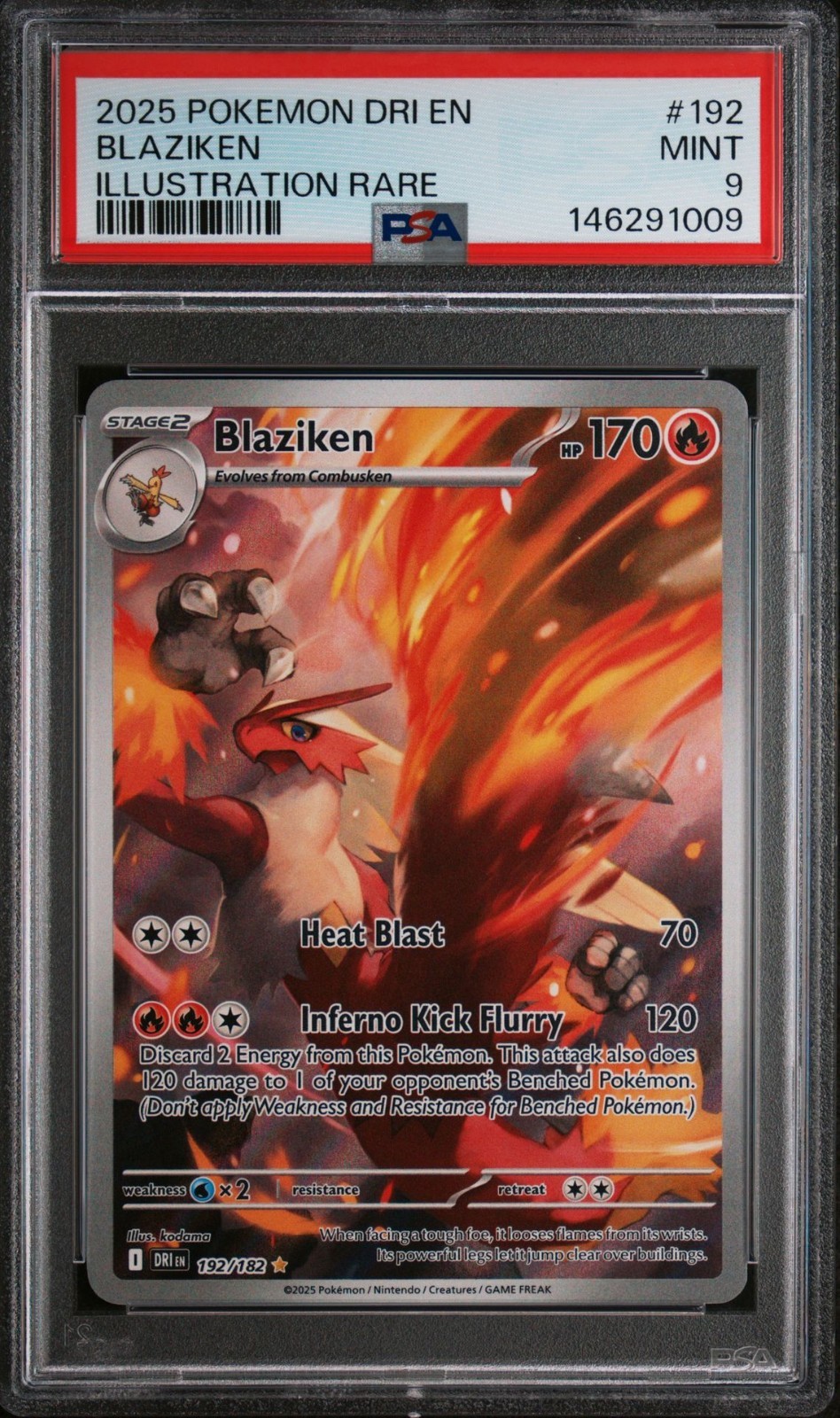 PSA 9 BLAZIKEN 192/182 – DESTINED RIVALS ILLUSTRATION RARE HOLO – MINT