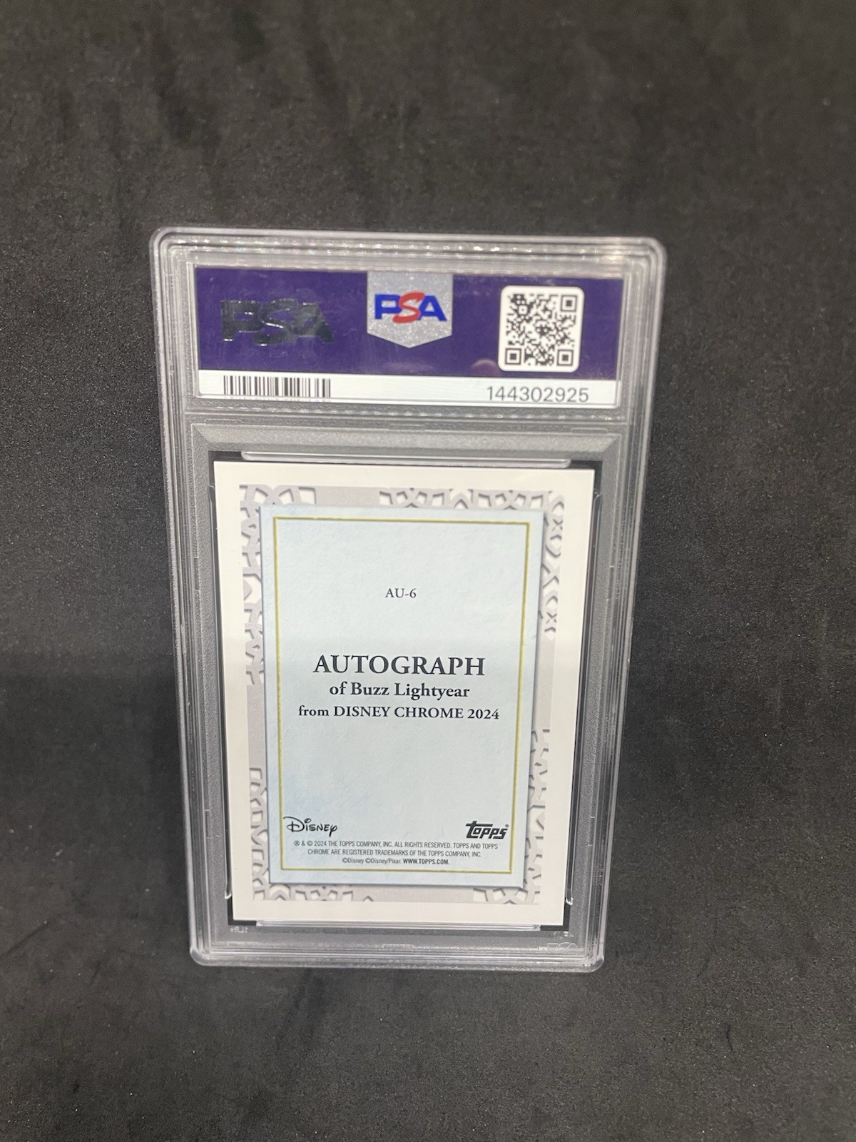 2024 Topps Chrome Disney Buzz Lightyear Gold Refractor Auto /50 PSA 9