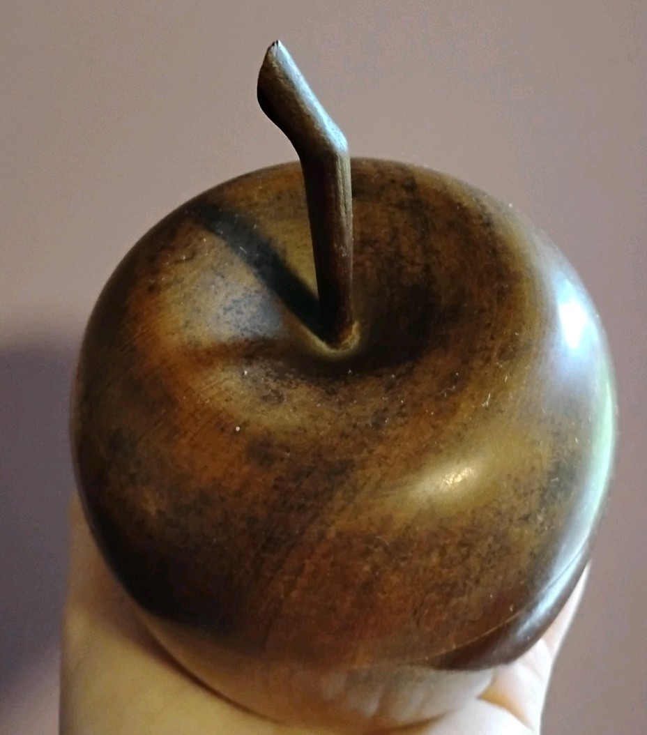 VTG Antique Wood Apple Fruit Shape Tea Caddy/ Trinket Storage Box