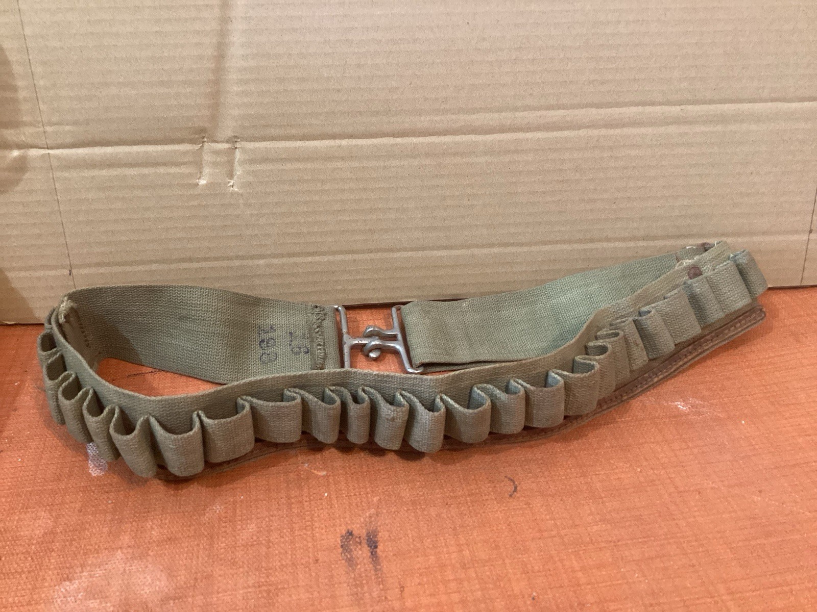 Vintage Army Green Ammo 25 Loop Belt Preowned Shotgun Shells