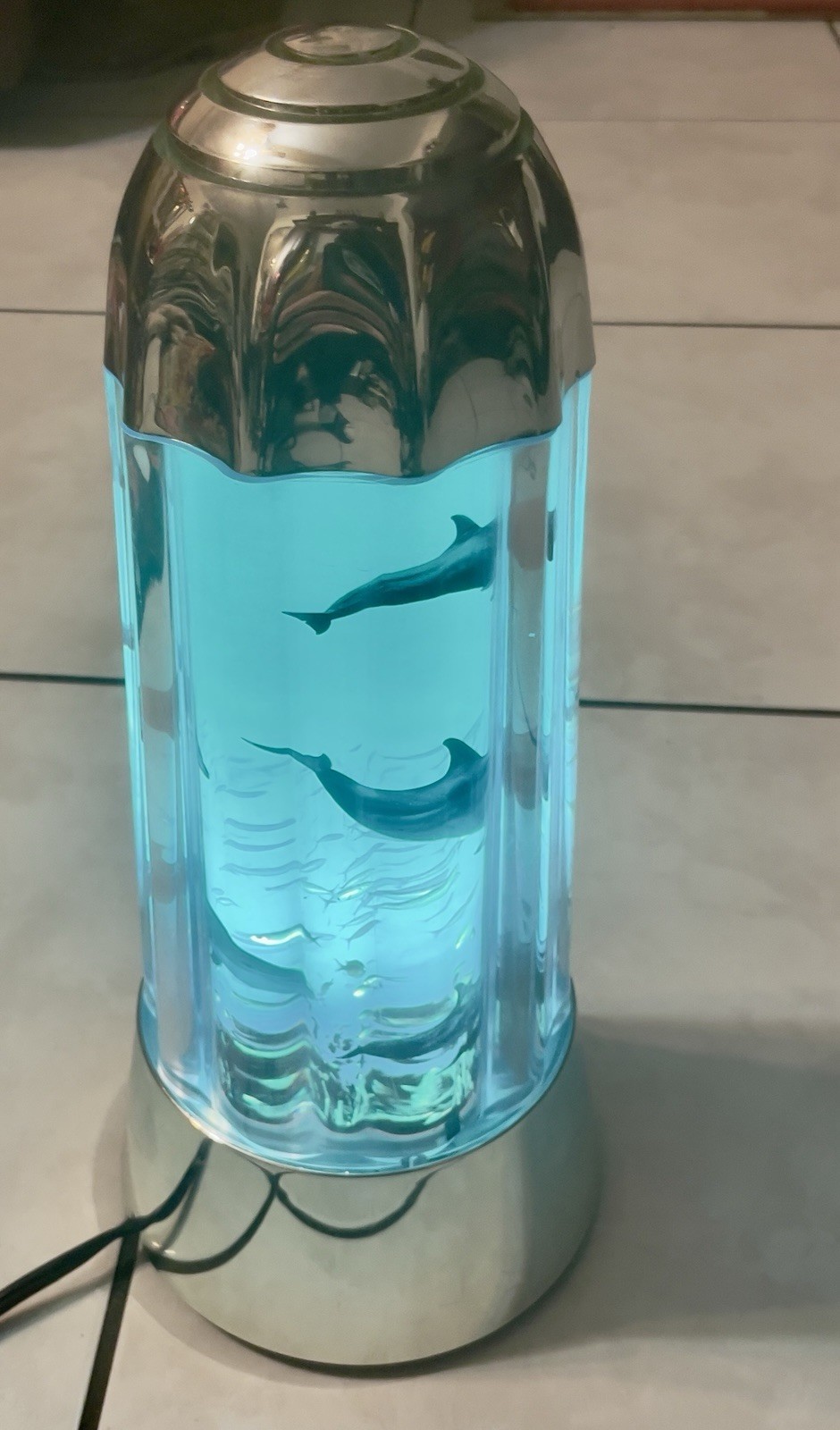 Vintage 1990s Rabbit Tanaka Dolphin Aquarium Rotating Lamp Night Light VIDEO