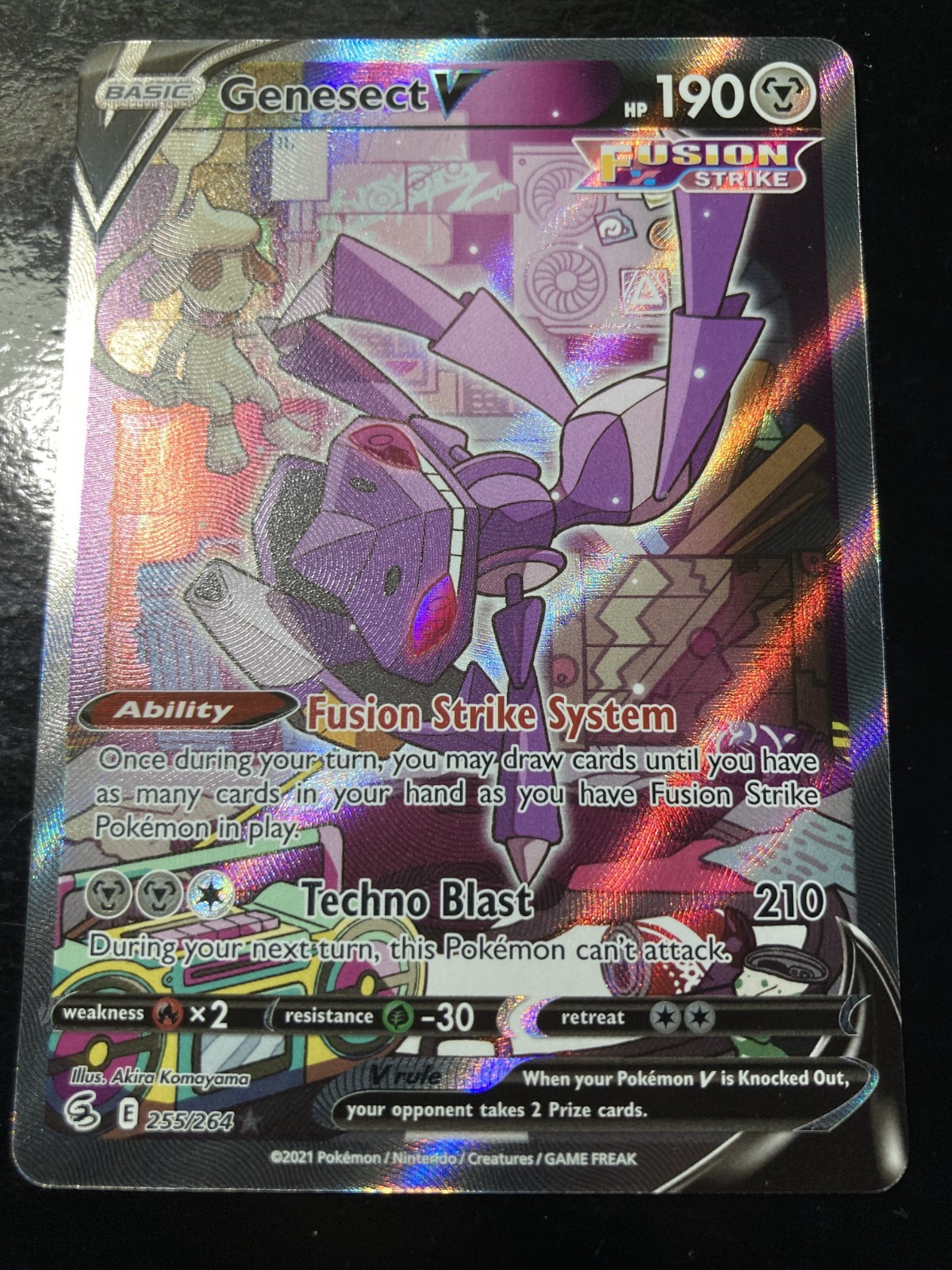Genesect V (Alternate Full Art) 255/264 Swsh08: Fusion Strike Holo Alt art refv4