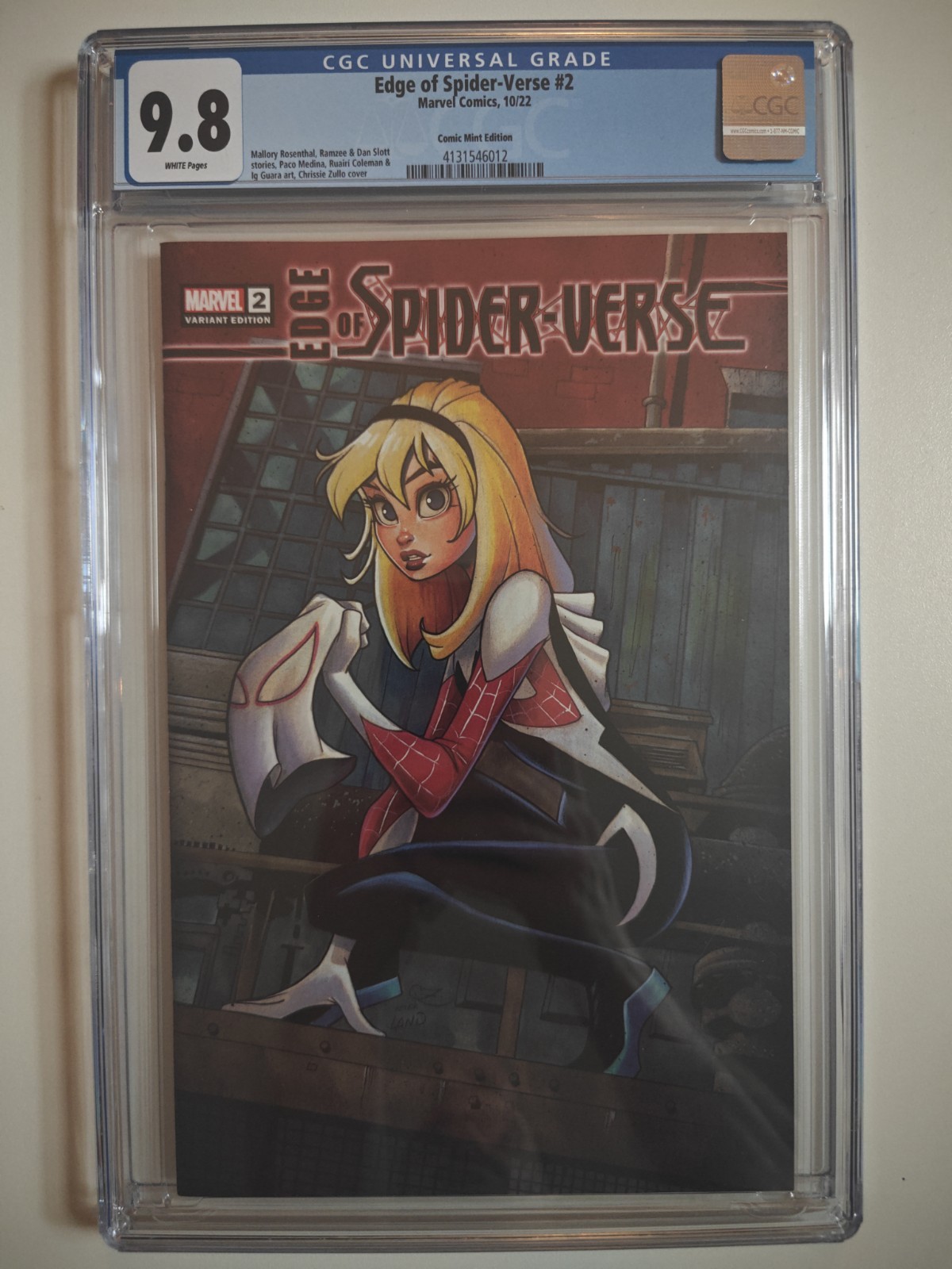 Edge of Spider-Verse #2 Chrissie Zullo Trade Greg Land Homage Variant CGC 9.8
