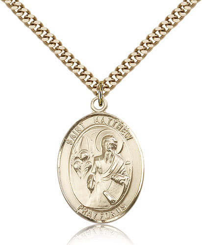 Saint Matthew The Apostle Medal For Men – Gold Filled Necklace On 24 Chain -…