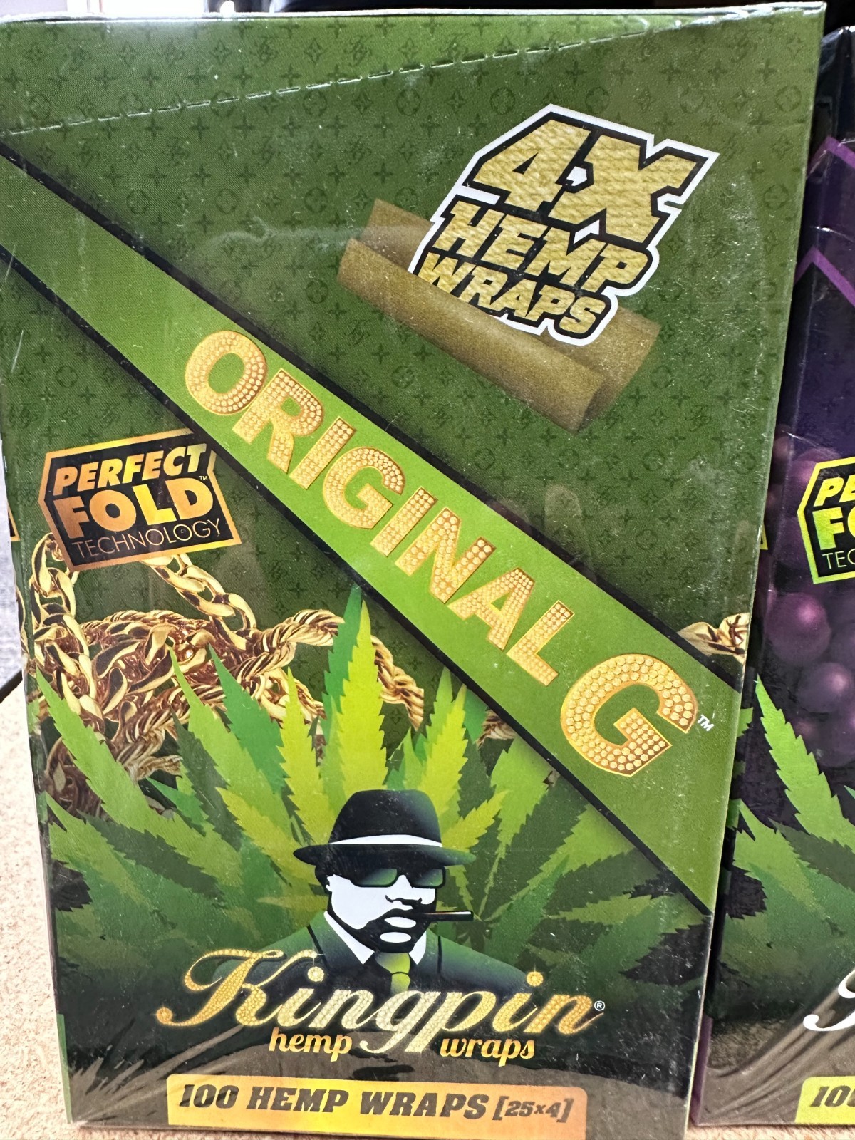 KINGPIN HERBAL WRAPS – OG ORIGINAL – 25 PACKS/ 4 PER PACK FACTORY SEALED