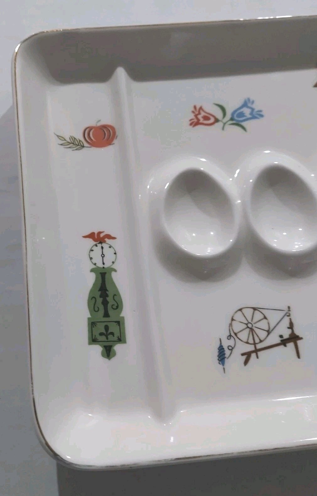 Royal Sealy Serving Tray Folk Rustic Art, 6 Egg Tray 15.5×13, Made In Japan VTG