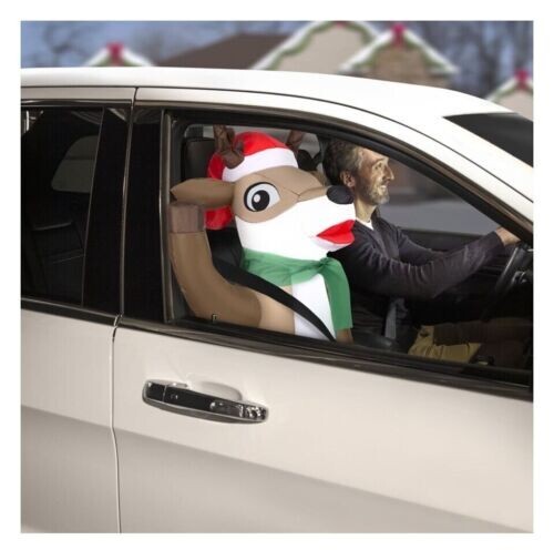 Car Buddy Gemmy Airblown Inflatable Reindeer 3 Ft LED Light Christmas NEW