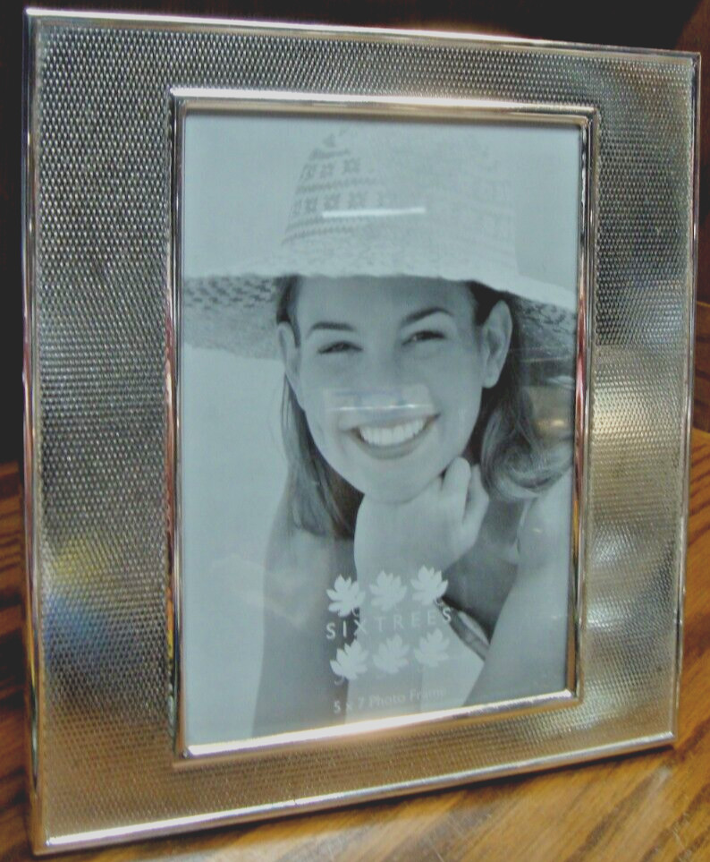 PHOTO FRAME Six-Trees Silver-Tone Ornate for 5×7″ Picture~Wall or Tabletop 31