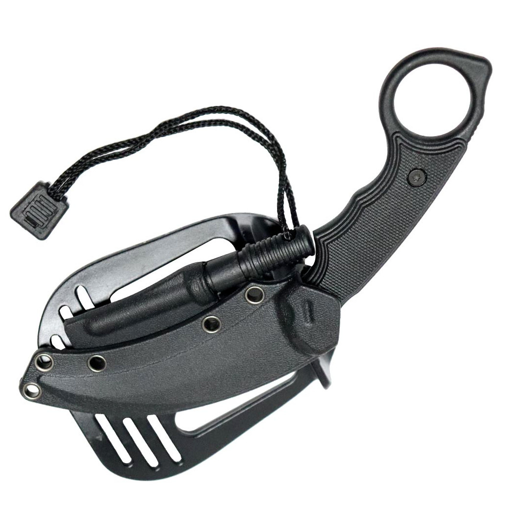 Conceal Carry Karambit Fixed Blade Boot Knife Fire Starter Flint Holster Sheath