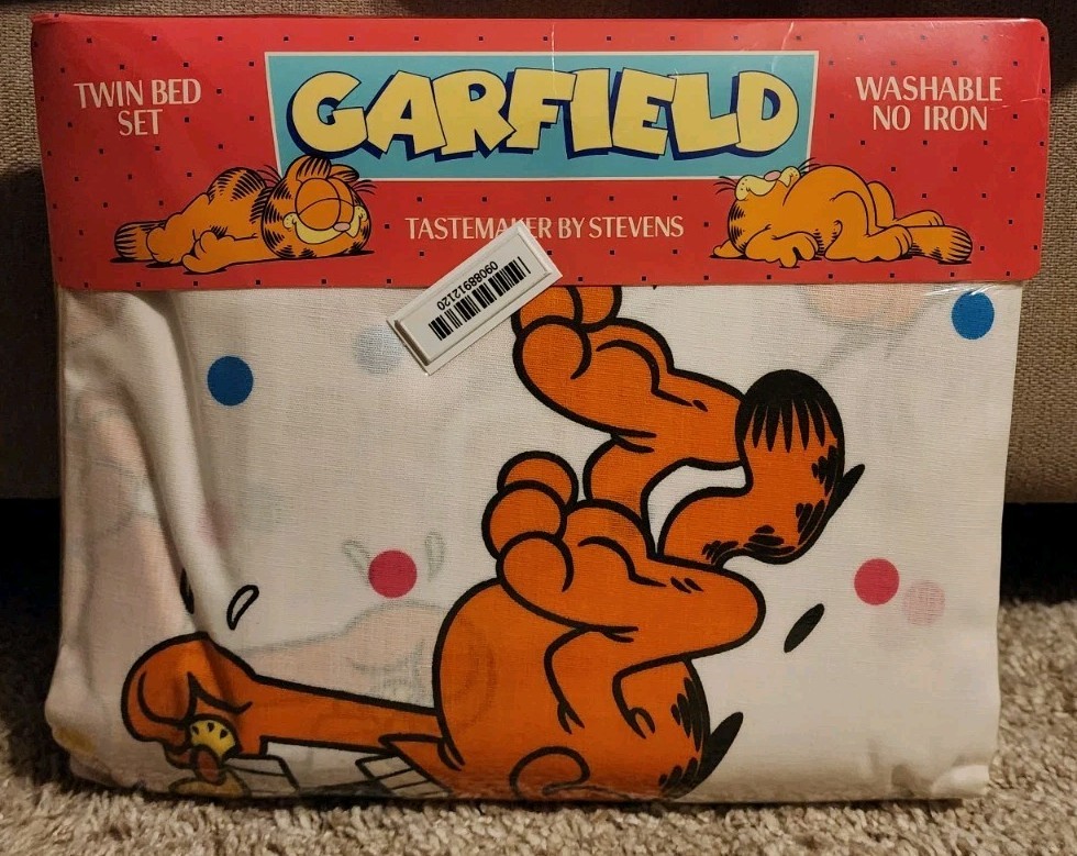 Garfield Twin Bed Sheet Set Fitted Flat Pillow Set Tastemaker by Stevens NOS