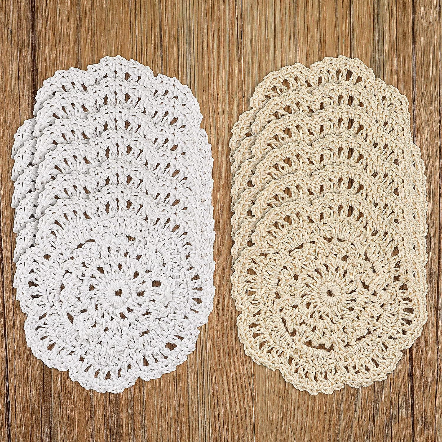12Pcs/Lot Vintage Hand Crochet Lace Doilies Round Cup Mats Pad Small Coasters 4″