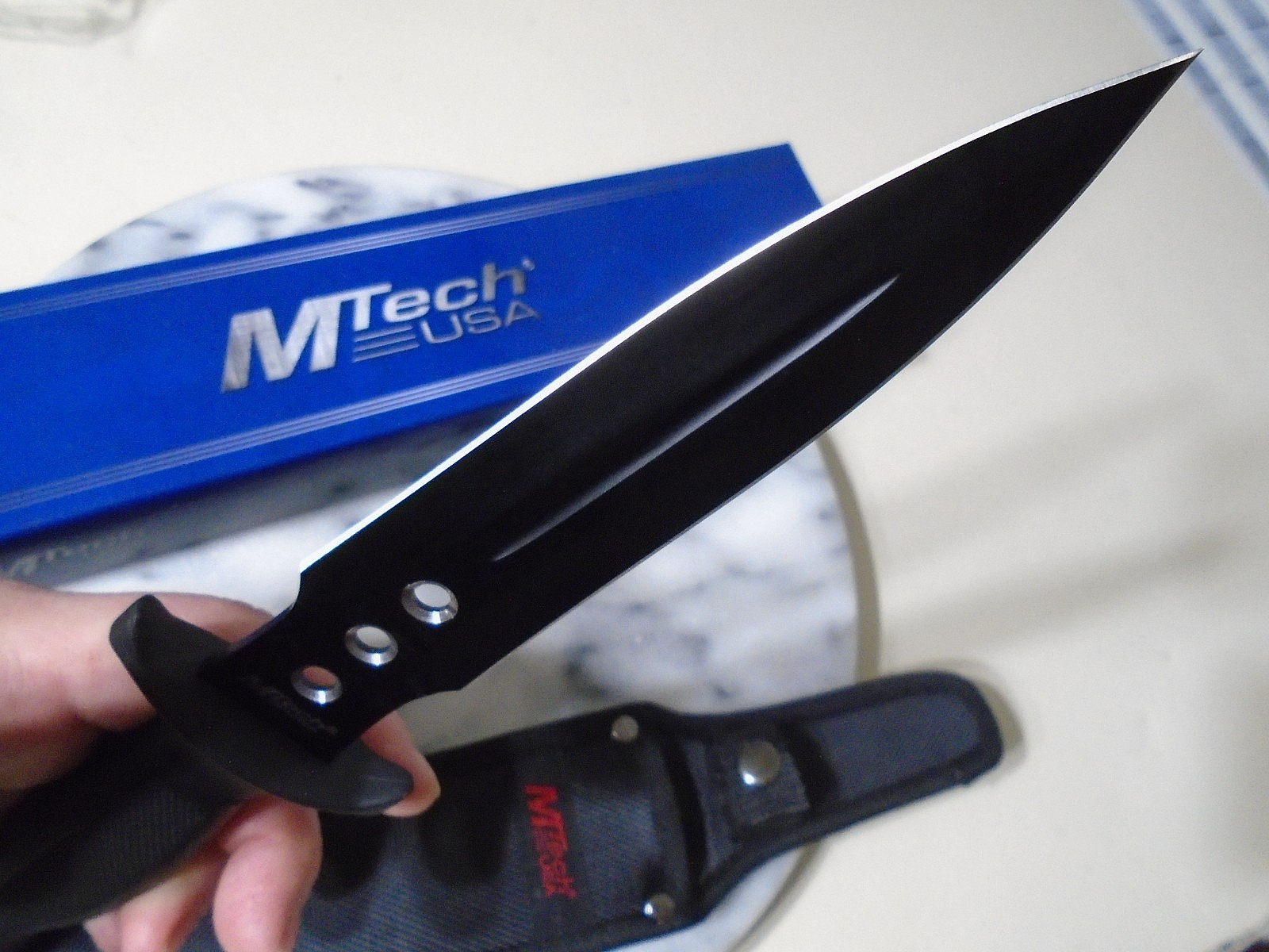 Mtech Black Dual Edge Dagger Fixed Blade Knife & Sheath MT-454 11 1/2″ OA New