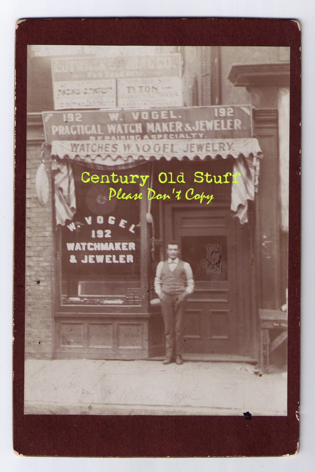 Hartford, CT – Antique Cabinet Card Photo of Jeweler’s Store at 192 Front Street