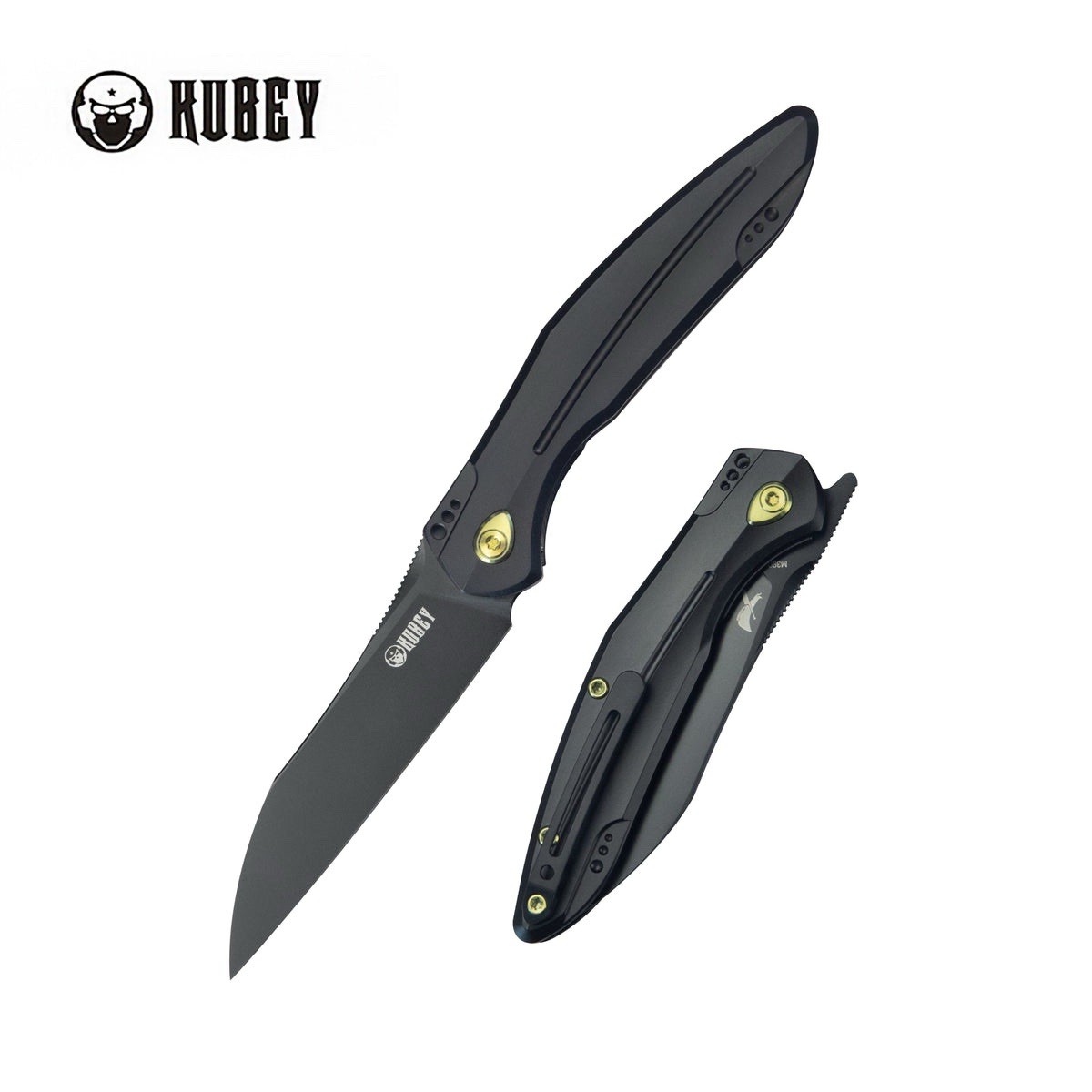 Kubey Barracuda Folding Knife 3.38 Bohler M390 Steel Blade 6AL4V Titanium Handle
