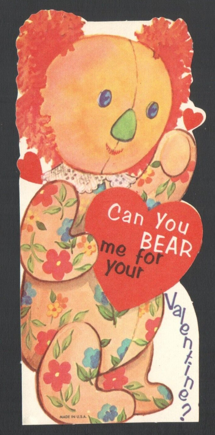 Vintage Stuffed BEAR Valentine’s Card UnUSED Can you BEAR me for Your Valentine?