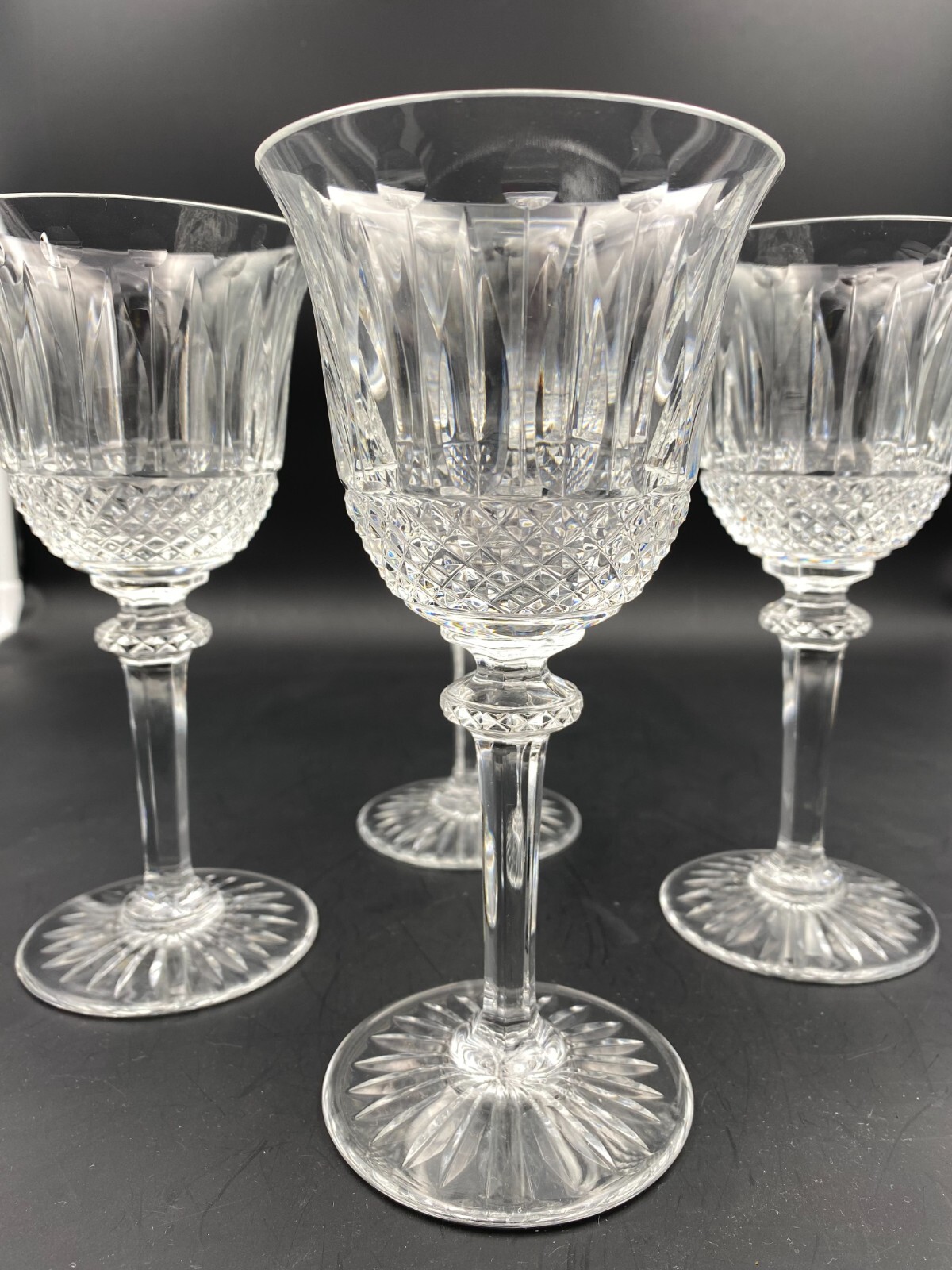 St Louis Crystal Wine Stems Tommy Pattern 7 1/8 inch Set of 4