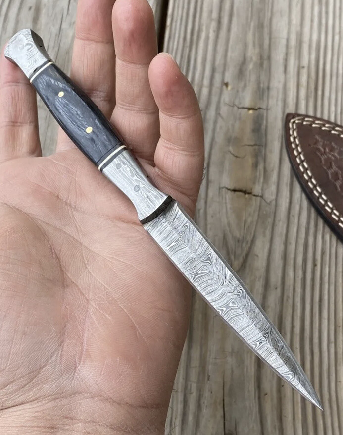 Double-Edged Damascus steel Dagger boot Knife Hunting fishing