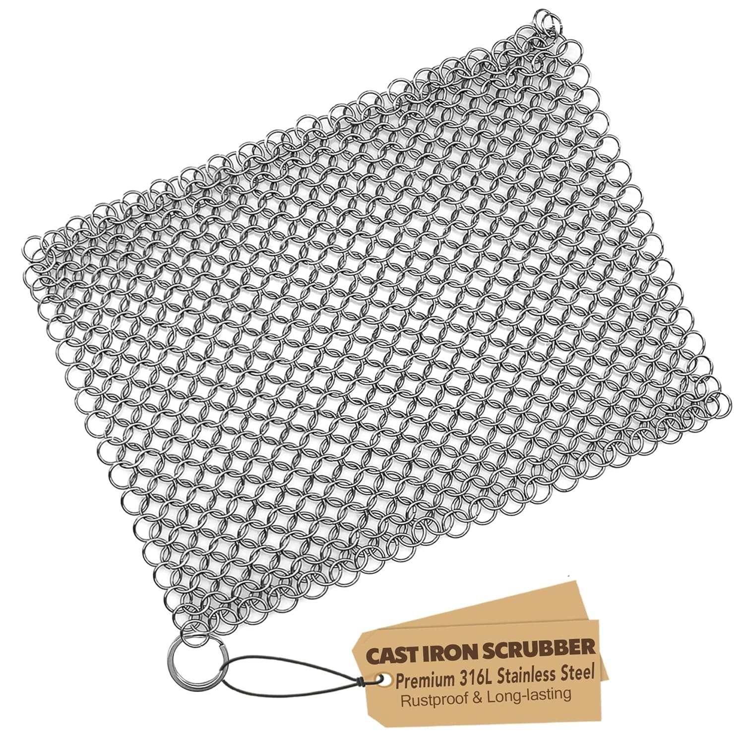 Cast Iron Stainless Steel Skillet Cleaner 8″x6″ Chainmail Scrubber Kitchen
