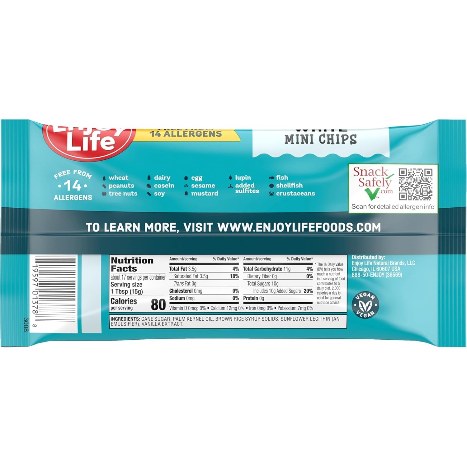 Enjoy Life Baking Mini Chips White Chocolate Dairy Gluten Free 9oz