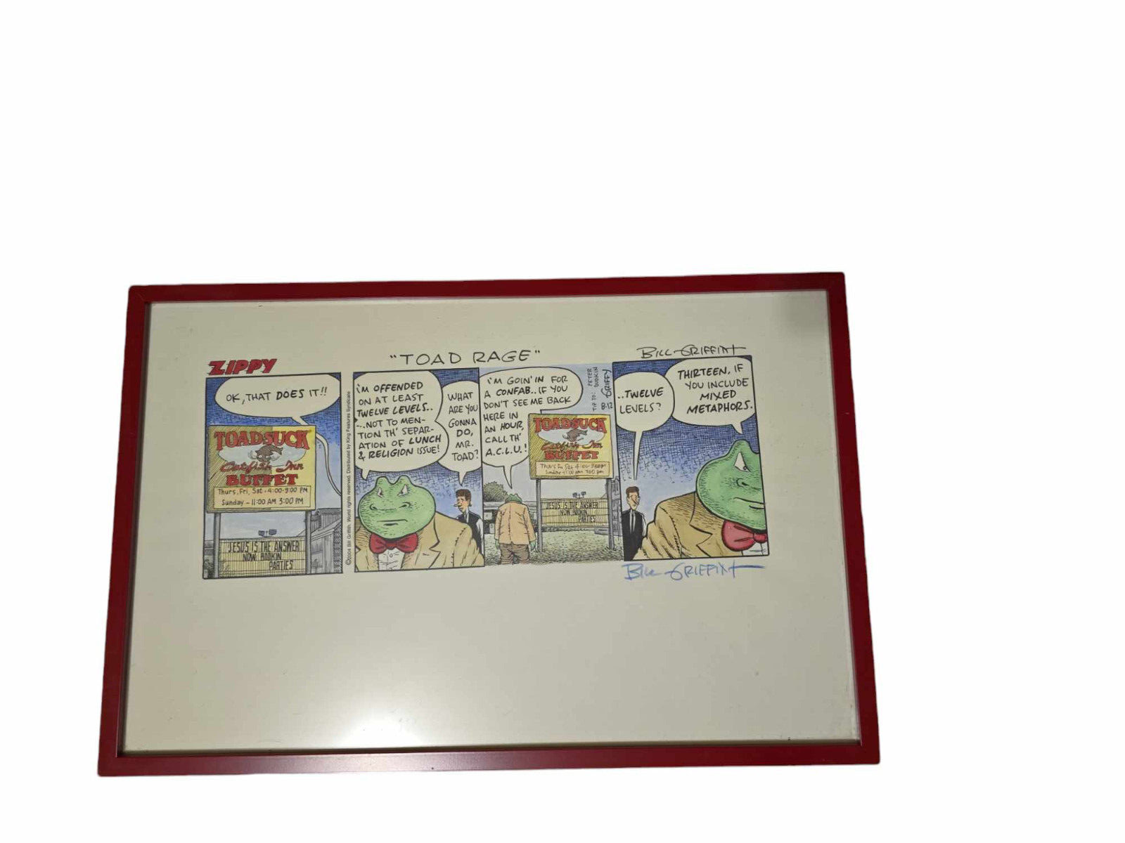 Signed Framed Zippy Comic Print, authenticated by artist Bill Griffith