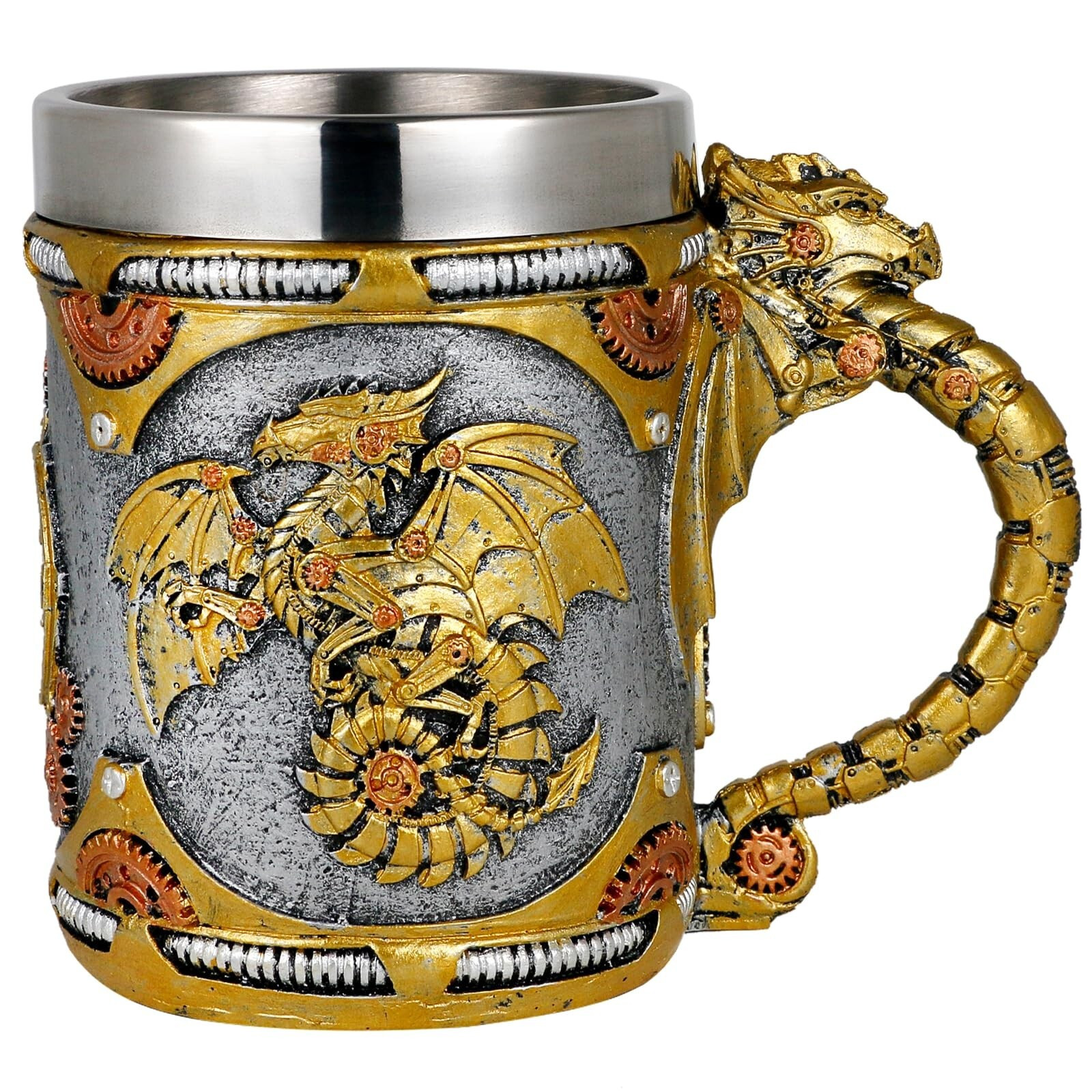 Alikiki Medieval Steampunk Dragon Mug – 15.8Oz Renaissance Mechanical Dragons…